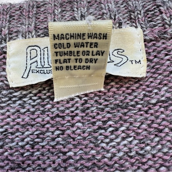 VTG Alexxus Exclusive Knit Grandpa Sweater Purple Geometric Fair Isle XL Taiwan - Picture 11 of 11